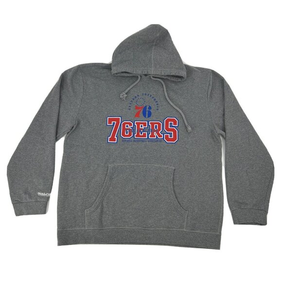 Philadelphia 76ers Sixers Sweatshirt Mens 5XL Gray Mitchell & Ness Hoodie - Picture 1 of 11